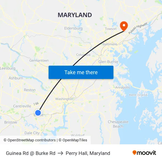 Guinea Rd @ Burke Rd to Perry Hall, Maryland map
