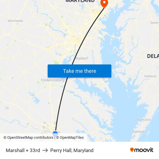 Marshall + 33rd to Perry Hall, Maryland map