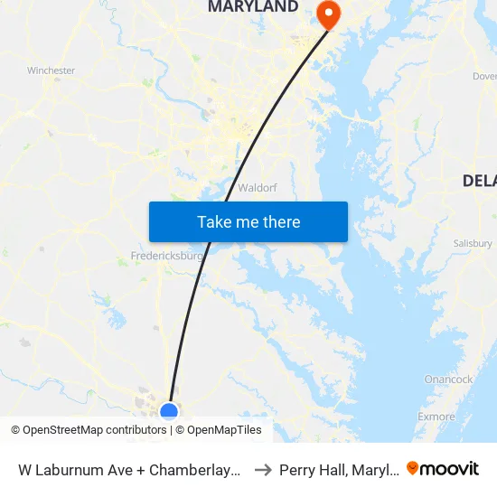 W Laburnum Ave + Chamberlayne Ave to Perry Hall, Maryland map
