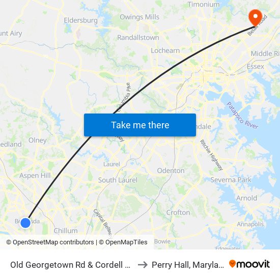 Old Georgetown Rd & Cordell Ave to Perry Hall, Maryland map
