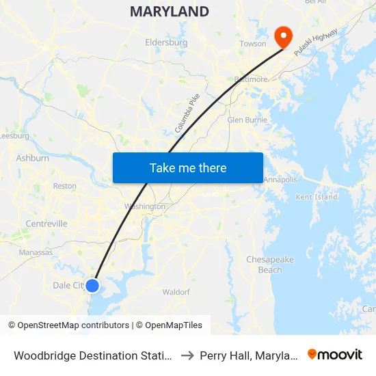Woodbridge Destination Station to Perry Hall, Maryland map