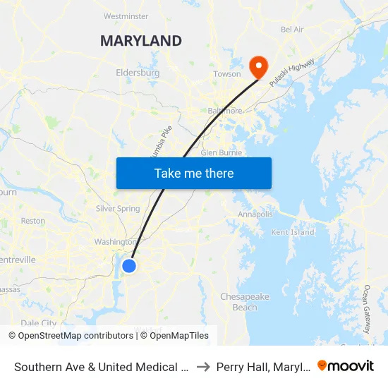 Southern Ave & United Medical Cente to Perry Hall, Maryland map