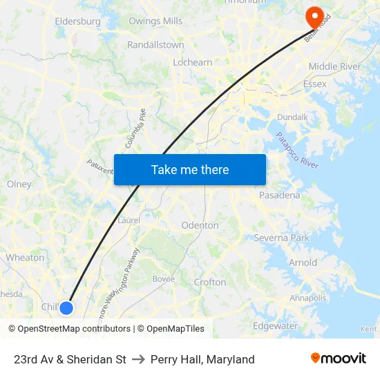 23rd Av & Sheridan St to Perry Hall, Maryland map