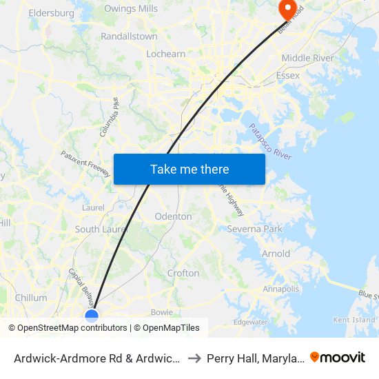 Ardwick-Ardmore Rd & Ardwick Pl to Perry Hall, Maryland map