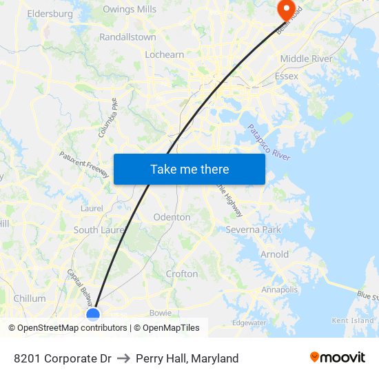 8201 Corporate Dr to Perry Hall, Maryland map