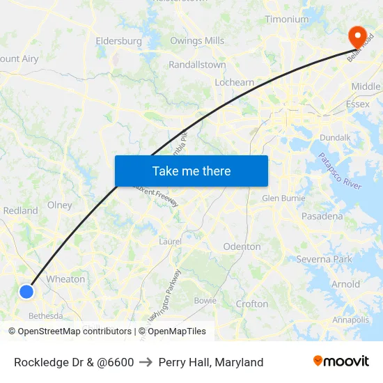 Rockledge Dr & @6600 to Perry Hall, Maryland map
