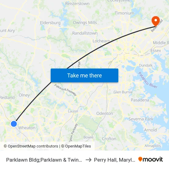 Parklawn Bldg;Parklawn & Twinbrook to Perry Hall, Maryland map