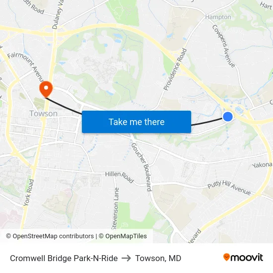 Cromwell Bridge Park-N-Ride to Towson, MD map