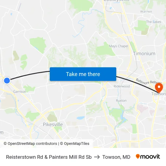 Reisterstown Rd & Painters Mill Rd Sb to Towson, MD map