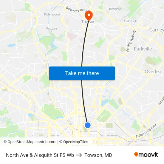North Ave & Aisquith St FS Wb to Towson, MD map