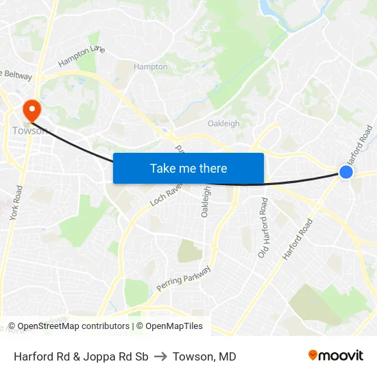 Harford Rd & Joppa Rd Sb to Towson, MD map