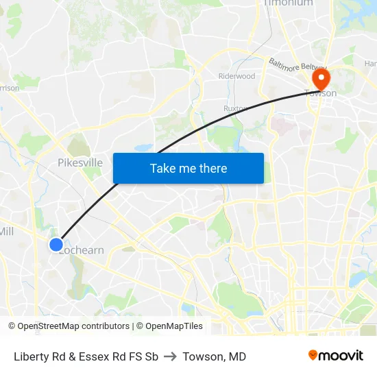 Liberty Rd & Essex Rd FS Sb to Towson, MD map