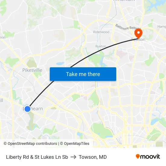 Liberty Rd & St Lukes Ln Sb to Towson, MD map