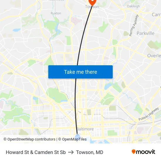 Howard St & Camden St Sb to Towson, MD map