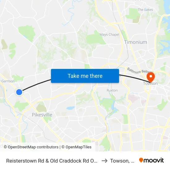 Reisterstown Rd & Old Craddock Rd Opp Sb to Towson, MD map
