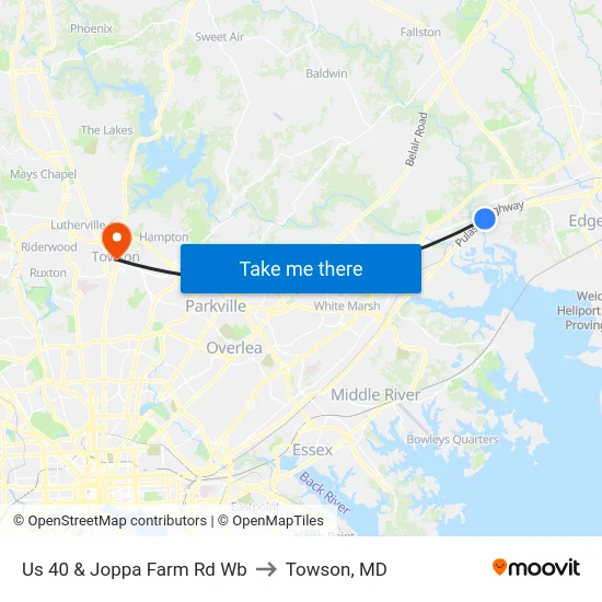 Us 40 & Joppa Farm Rd Wb to Towson, MD map