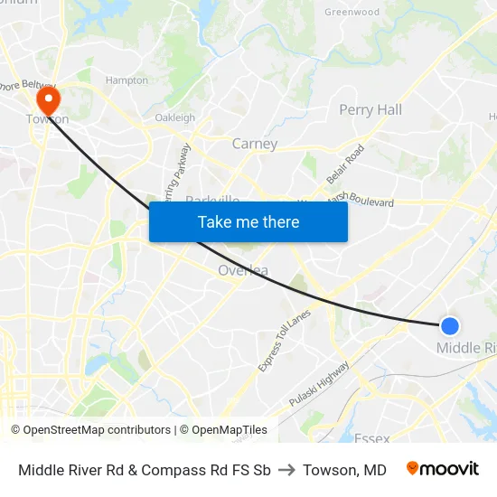 Middle River Rd & Compass Rd FS Sb to Towson, MD map