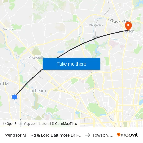 Windsor Mill Rd & Lord Baltimore Dr FS Wb to Towson, MD map