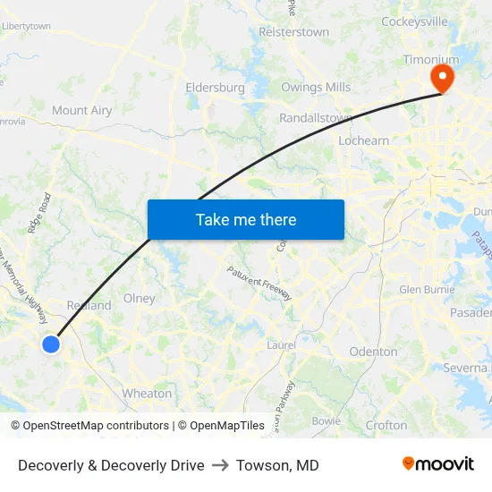Decoverly & Decoverly Drive to Towson, MD map