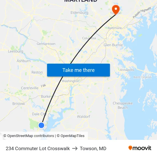 234 Commuter Lot Crosswalk to Towson, MD map
