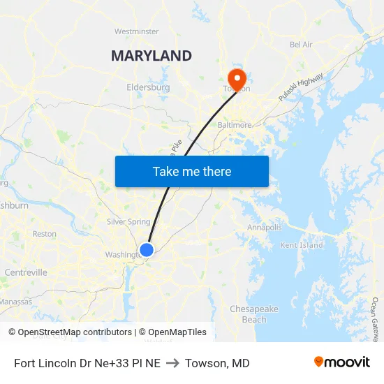 Fort Lincoln Dr Ne+33 Pl NE to Towson, MD map