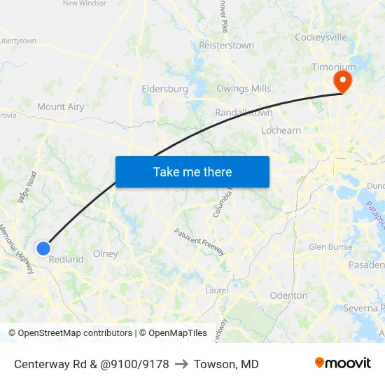 Centerway Rd & @9100/9178 to Towson, MD map