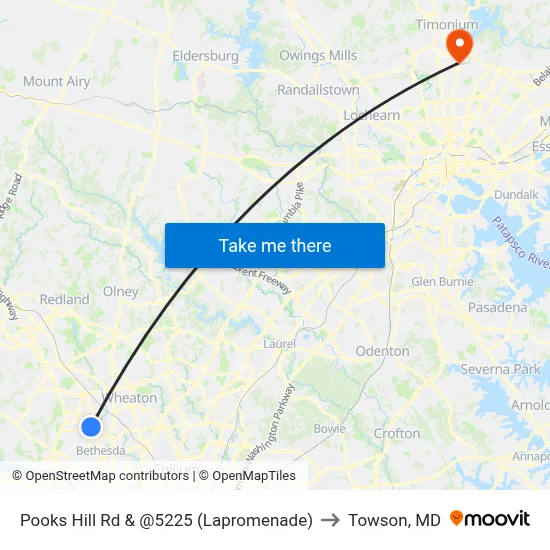 Pooks Hill Rd & @5225 (Lapromenade) to Towson, MD map