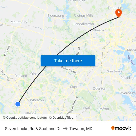 Seven Locks Rd & Scotland Dr to Towson, MD map