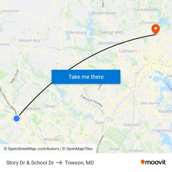Story Dr & School Dr to Towson, MD map