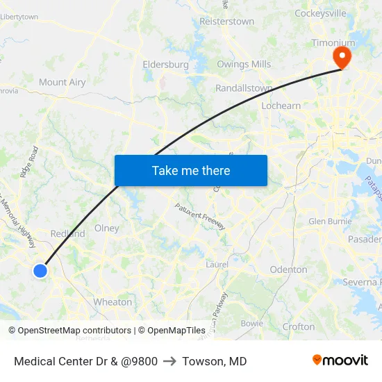 Medical Center Dr & @9800 to Towson, MD map