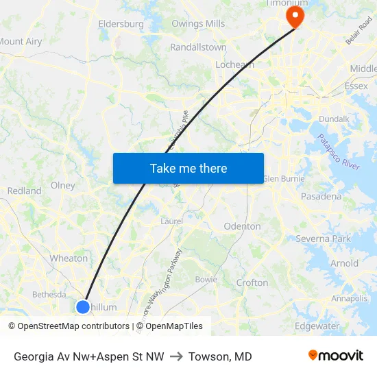 Georgia Av Nw+Aspen St NW to Towson, MD map