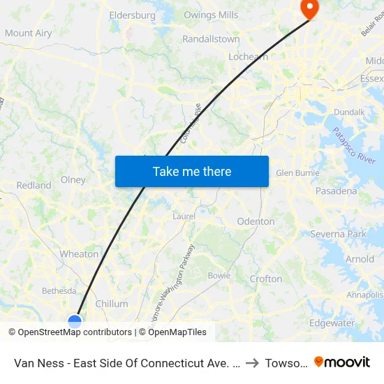 Van Ness - East Side Of Connecticut Ave. North Of Veazy St. NW to Towson, MD map