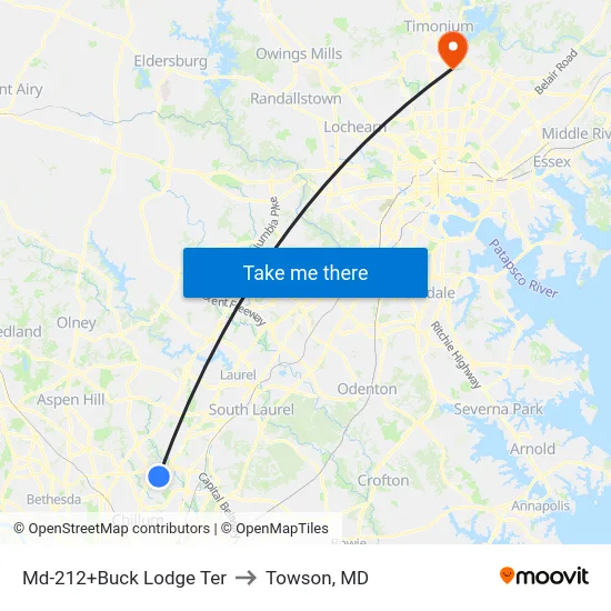 Md-212+Buck Lodge Ter to Towson, MD map