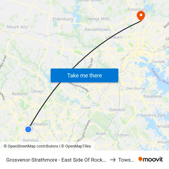 Grosvenor-Strathmore - East Side Of Rockville Pike Near Tuckerman Ln. to Towson, MD map
