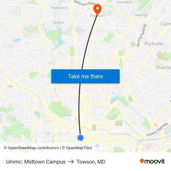 Ummc: Midtown Campus to Towson, MD map