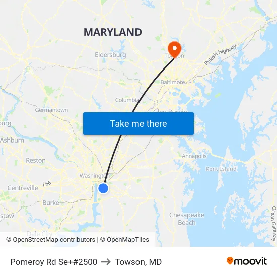 Pomeroy Rd Se+#2500 to Towson, MD map