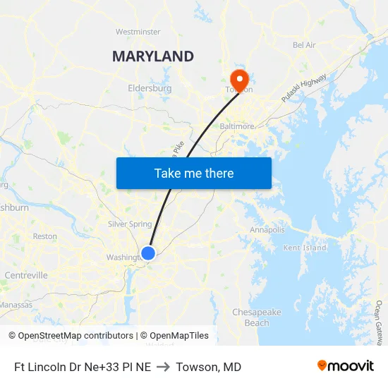 Ft Lincoln Dr Ne+33 Pl NE to Towson, MD map