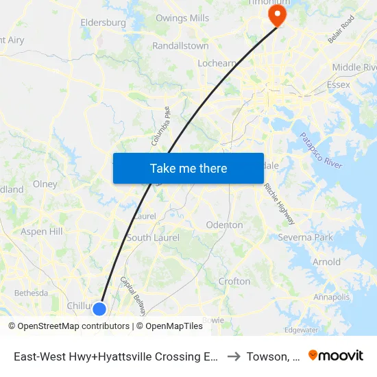 East-West Hwy+Hyattsville Crossing Entrance to Towson, MD map