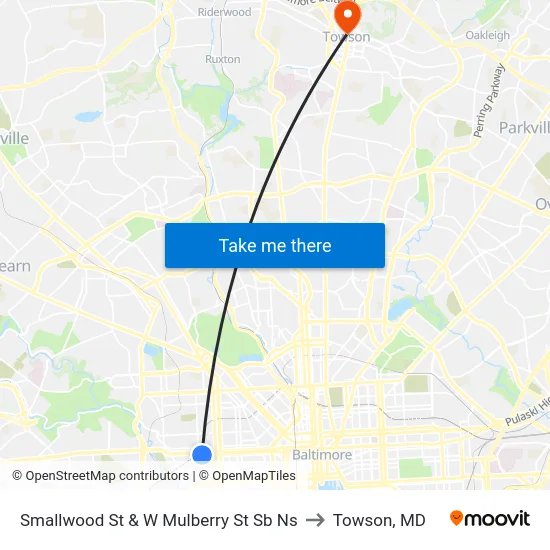 Smallwood St & W Mulberry St Sb Ns to Towson, MD map