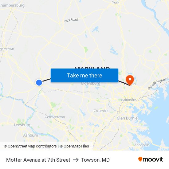 Motter Avenue at 7th Street to Towson, MD map