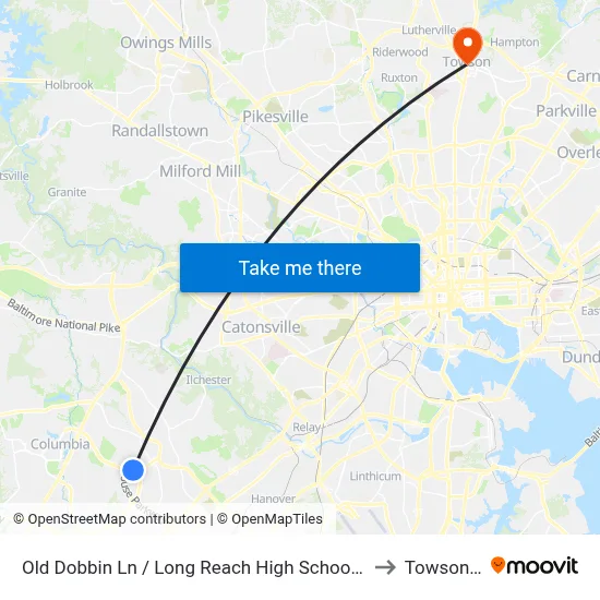 Old Dobbin Ln / Long Reach High School (Northbound) to Towson, MD map