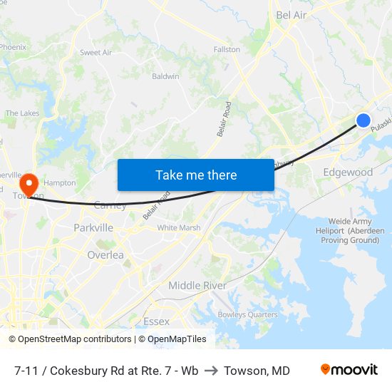 7-11 / Cokesbury Rd at Rte. 7 - Wb to Towson, MD map