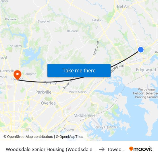 Woodsdale Senior Housing (Woodsdale Rd & Penny Ln) to Towson, MD map