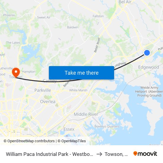 William Paca Industrial Park - Westbound to Towson, MD map