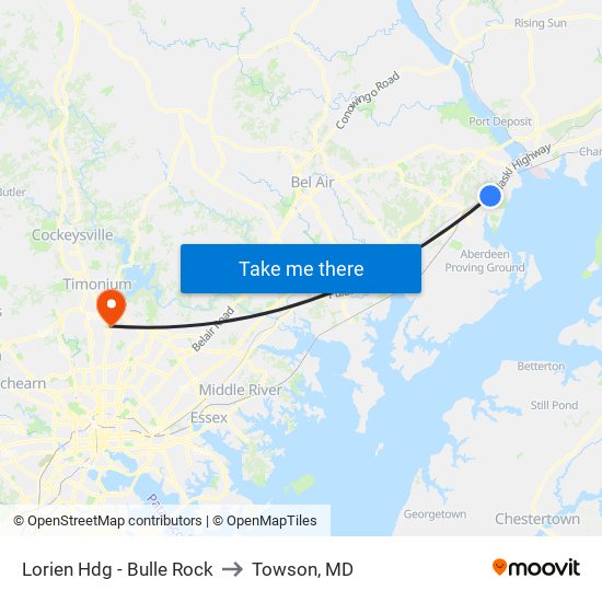 Lorien Hdg - Bulle Rock to Towson, MD map