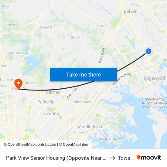 Park View Senior Housing  (Opposite Near Box Hill S Pwky & Merchant Blvd) to Towson, MD map