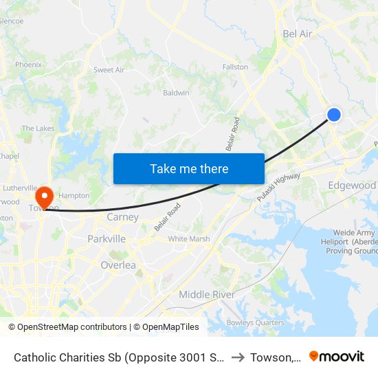 Catholic Charities Sb (Opposite 3001 St. Clair Ln) to Towson, MD map