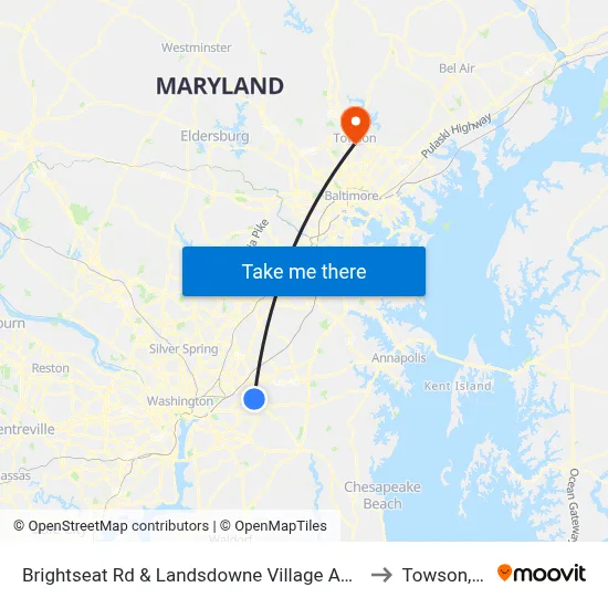 Brightseat Rd & Landsdowne Village Apartments to Towson, MD map