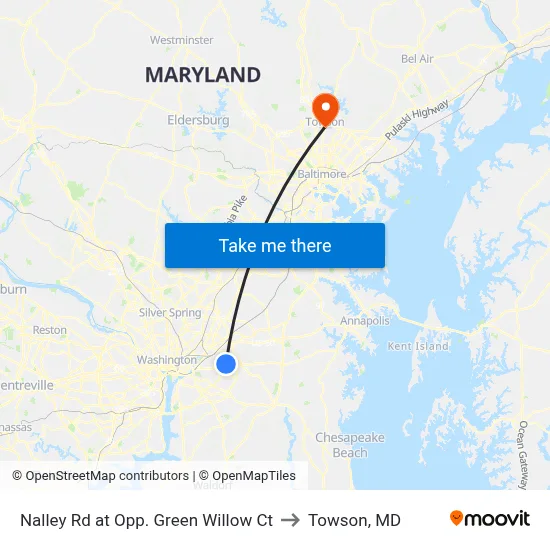 Nalley Rd at Opp. Green Willow Ct to Towson, MD map
