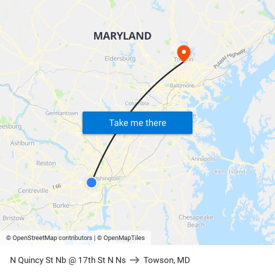 N Quincy St Nb @ 17th St N Ns to Towson, MD map